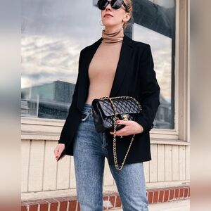 Wolford Cotton blend Seamless Turtleneck Tan Taupe Brown Size Small